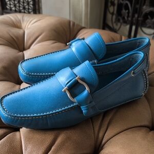Salvatore Ferragamo Cabo 2 Driving Loafers In Cerulean Blue